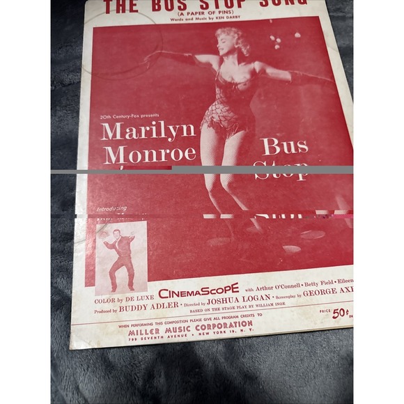 Other - The Bus Stop Song Sheet Music Marilyn Monroe A Paper of Pins